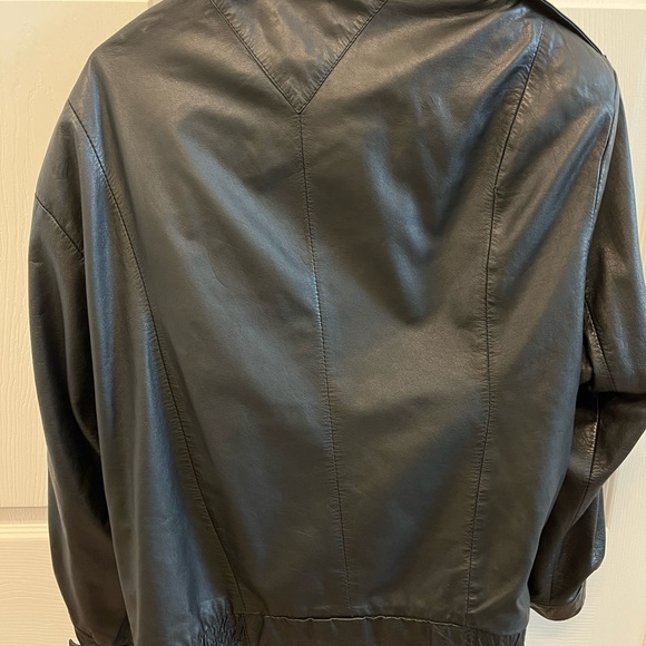 Black Leather Jacket Mens M - Picture 2 of 3
